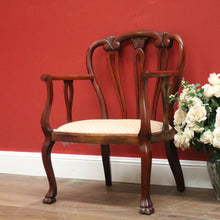 Load image into Gallery viewer, x SOLD Vintage French Armchair, French Mahogany 1950 Hall Chair Bedroom Chair Armchair B11057
