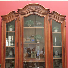 Load image into Gallery viewer, x SOLD Antique French Walnut and Glass 3 Door Bookcase China Display Case Cabinet B10702
