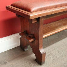 Load image into Gallery viewer, x SOLD Antique French Oak and Leather Bench Seat Hall Chair Verandah Bench Seat Chair. B10251
