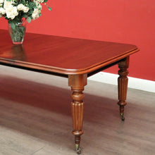 Load image into Gallery viewer, x SOLD Antique English Mahogany Dining Table, 2 Leaf Extension Kitchen Table and Winder. B9862
