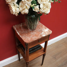 Load image into Gallery viewer, x SOLD Antique French Lamp Table, French Bedside Table.  Marble, Walnut and Gilt Brass B11076
