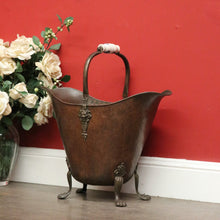 Load image into Gallery viewer, x SOLD Antique French Brass Bucket, Coal Scuttle, Fuel Bucket, Jardinière, Delft Handle B10293
