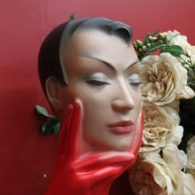 Load image into Gallery viewer, x SOLD Christian Dior Paris Glove Face Mannequin, 1930-1950 Shop Display Mannequin Red B10477
