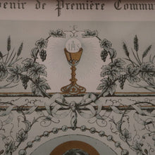 Load image into Gallery viewer, x SOLD Antique French Oak Frame with Certificate of Communion. Tapestry or Mirror Frame. B11258
