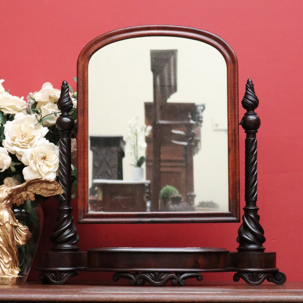 Antique French Mahogany Mirror, Chest of Drawers Toilet Mirror Jewellery Section