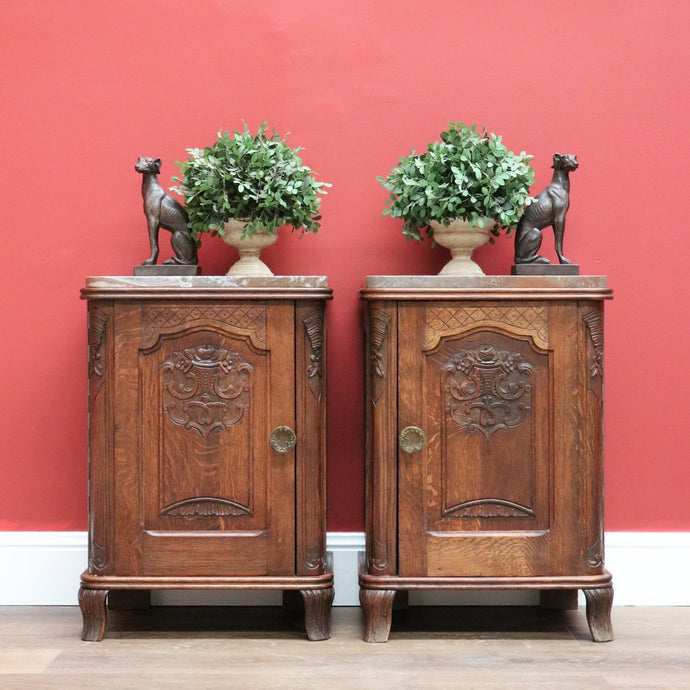 Antique French Lamp Tables with Marble Tops, Bedside Cabinets, Hall Cupboards B10640