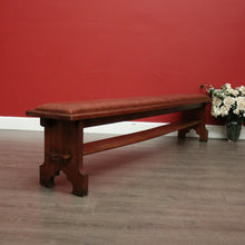 Load image into Gallery viewer, x SOLD Antique French Oak and Leather Bench Seat Hall Chair Verandah Bench Seat Chair. B10251
