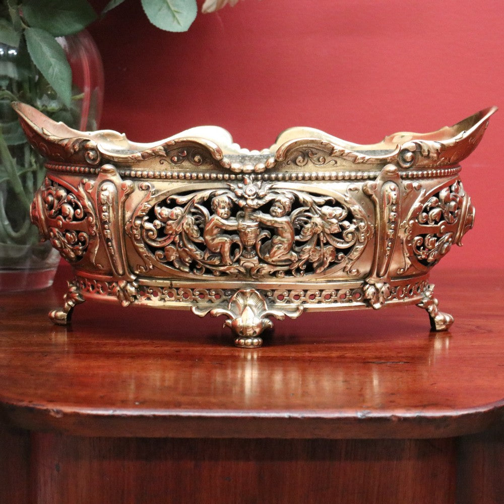 Antique French Brass Jardinière, Plant Pot, Antique Table, Cupboard Jardinière B10821