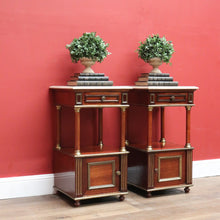Load image into Gallery viewer, x SOLD Pair of Antique Bedside Tables, French Walnut, Gilt Brass Lamp Tables, Bedsides B11124
