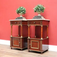 Load image into Gallery viewer, x SOLD Pair of Antique Bedside Tables, French Walnut, Gilt Brass Lamp Tables, Bedsides B11124
