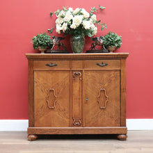 Load image into Gallery viewer, Antique French Sideboard, Art Deco Oak 2 Drawer Drinks Cupboard, Hall Cabinet B10685

