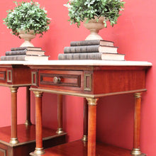 Load image into Gallery viewer, x SOLD Pair of Antique Bedside Tables, French Walnut, Gilt Brass Lamp Tables, Bedsides B11124
