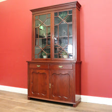Load image into Gallery viewer, x SOLD Antique Australian Cedar Two Height Bookcase, China Cabinet Cupboard Glass Doors B11238
