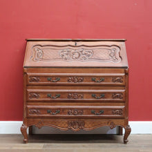 Load image into Gallery viewer, x SOLD Vintage French Oak Writing Bureau, Office Desk, Desk with Drawers Below c1940 B10961

