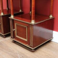 Load image into Gallery viewer, x SOLD Pair of Antique Bedside Tables, French Walnut, Gilt Brass Lamp Tables, Bedsides B11124
