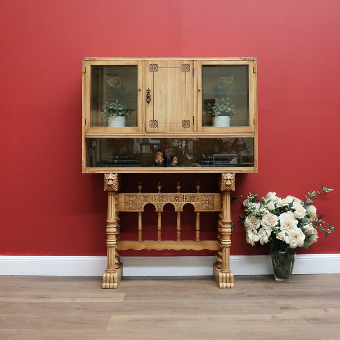 Vintage French Drinks Cabinet, Bleached Oak Hall Display Cupboard, Sideboard B10648