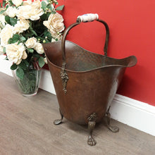 Load image into Gallery viewer, x SOLD Antique French Brass Bucket, Coal Scuttle, Fuel Bucket, Jardinière, Delft Handle B10293
