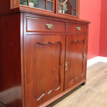 Load image into Gallery viewer, x SOLD Antique Australian Cedar Two Height Bookcase, China Cabinet Cupboard Glass Doors B11238
