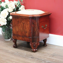Load image into Gallery viewer, x SOLD Antique English Sewing Box, Walnut, Burr Walnut Knitting Cabinet, Footstool Seat B11001
