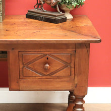 Load image into Gallery viewer, x SOLD Antique French Brittany Cherrywood 2 Drawers Office Writing Desk Hall Foyer Table with Stretcher Base B10724
