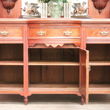 Load image into Gallery viewer, x SOLD Antique English Sideboard, Walnut Mirror Back Sideboard Cabinet Cupboard. B9875
