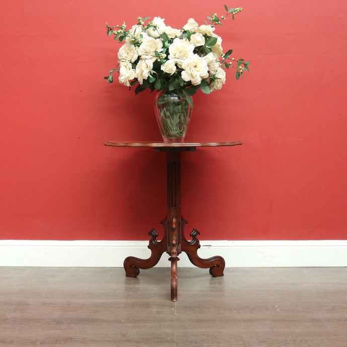 Antique French Mahogany Gothic Church Loo Table, Side Table, Wine Table
