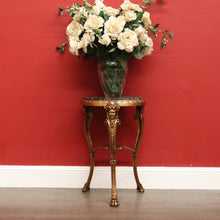 Load image into Gallery viewer, Antique Italian Lamp Table Side Table, Gilt Cast Iron Marble Jardinière Stand B10480
