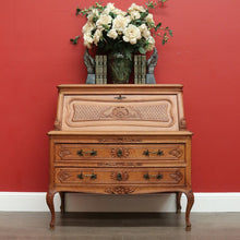 Load image into Gallery viewer, Antique French Writing Bureau Chest of Drawer Bureau Desk Secretaire Oak Leather B10164
