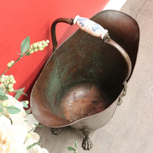 Load image into Gallery viewer, x SOLD Antique French Brass Bucket, Coal Scuttle, Fuel Bucket, Jardinière, Delft Handle B10293
