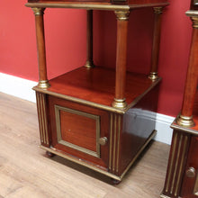 Load image into Gallery viewer, x SOLD Pair of Antique Bedside Tables, French Walnut, Gilt Brass Lamp Tables, Bedsides B11124
