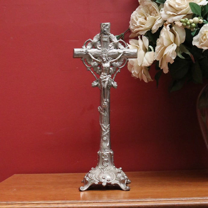 Vintage French Crucifix, Table Top, Bookcase, Sideboard top Cross, Jesus Statue B10900