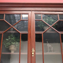 Load image into Gallery viewer, x SOLD Antique Australian Cedar Two Height Bookcase, China Cabinet Cupboard Glass Doors B11238
