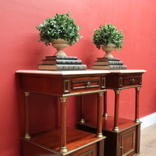 Load image into Gallery viewer, x SOLD Pair of Antique Bedside Tables, French Walnut, Gilt Brass Lamp Tables, Bedsides B11124
