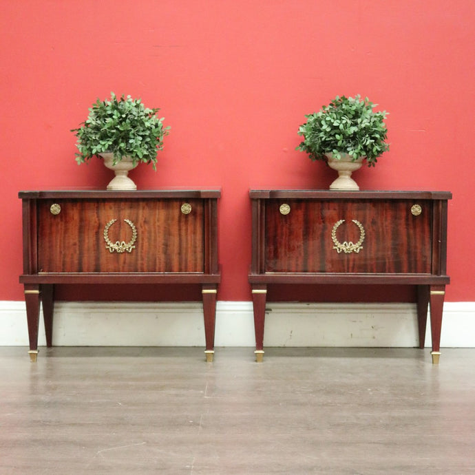 Pair of Vintage Lamp Table, Vintage Italian Bedside Tables, with Glass Tops B10260