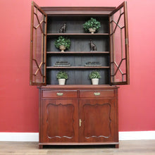 Load image into Gallery viewer, x SOLD Antique Australian Cedar Two Height Bookcase, China Cabinet Cupboard Glass Doors B11238
