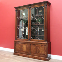 Load image into Gallery viewer, x SOLD Antique English Mahogany China Cabinet, English Bookcase with Cupboard Base B10744

