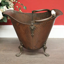 Load image into Gallery viewer, x SOLD Antique French Brass Bucket, Coal Scuttle, Fuel Bucket, Jardinière, Delft Handle B10293
