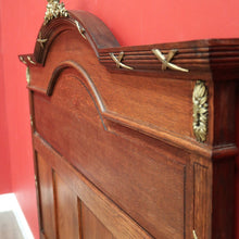 Load image into Gallery viewer, x SOLD Antique French Oak Double Bed, French Gilt Brass Bed includes Slats, Side Rails. B10530
