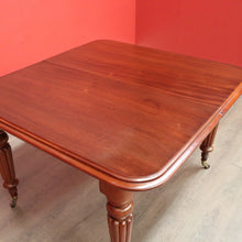 Load image into Gallery viewer, x SOLD Antique English Mahogany Dining Table, 2 Leaf Extension Kitchen Table and Winder. B9862
