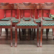 Load image into Gallery viewer, x SOLD Set of 8 Regency Style Dining Chairs, 8 Vintage English Mahogany Kitchen Chairs. B10385

