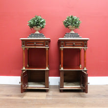 Load image into Gallery viewer, x SOLD Pair of Antique Bedside Tables, French Walnut, Gilt Brass Lamp Tables, Bedsides B11124
