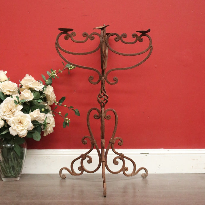 Vintage French Wrought Iron 4 Branch Candelabra, Vintage Candle Stick Holder