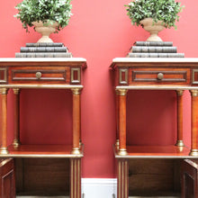 Load image into Gallery viewer, x SOLD Pair of Antique Bedside Tables, French Walnut, Gilt Brass Lamp Tables, Bedsides B11124
