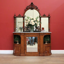 Load image into Gallery viewer, Antique English Credenza Antique Burr Walnut and Marble Mirror Back Sideboard B10678

