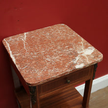 Load image into Gallery viewer, x SOLD Antique French Lamp Table, French Bedside Table.  Marble, Walnut and Gilt Brass B11076

