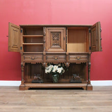 Load image into Gallery viewer, x SOLD Antique Belgium Gothic Sideboard, Sacrament Cabinet, 3 Door Drawer Church Chest B10862
