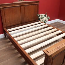 Load image into Gallery viewer, Antique French Oak Bed Double Bed Head Foot and Side rails with slats. B10846
