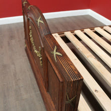 Load image into Gallery viewer, x SOLD Antique French Oak Double Bed, French Gilt Brass Bed includes Slats, Side Rails. B10530

