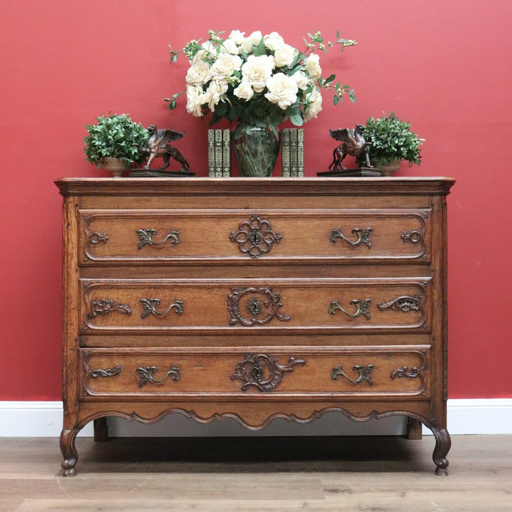 Early Antique French Chest of Drawers, 3 Drawer Hall Foyer Entry Cupboard, Chest B10775