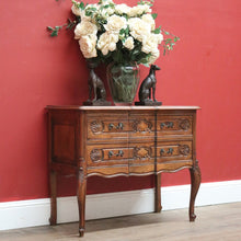 Load image into Gallery viewer, x SOLD Antique French Chest of Drawers, Hall Cabinet Cupboard of 2 Drawers, Oak &amp; Brass B11085

